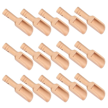 15pcs Small Salt Shovels Round Handle Scoop Wood Teaspoon Milk Powder Scoops