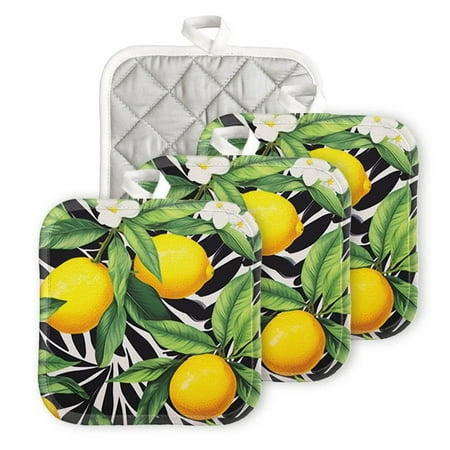Bahomeck Pot Holder 4Pcs Lemon-Print With Leaves And Flowers Onwhite Background Square Heat Resistant Hot Pads For Kitchen Cooking Oven With Hanging Loop Potholder Easy To Store
Bahomeck Pot Holder 4Pcs Lemon-Print With Leaves And Flowers Onwhite Background Square Heat Resistant Hot Pads For Kitchen Cooking Oven With Hanging Loop Potholder Easy To Store