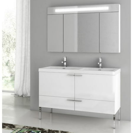 ACF by Nameeks ACF ANS09-GW New Space 47-in. Double Bathroom Vanity Set - Glossy White