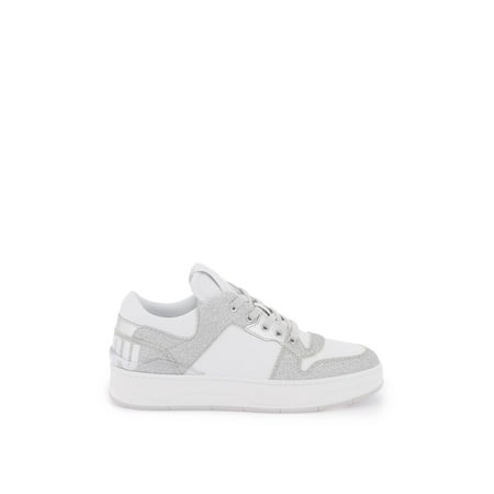 Jimmy Choo Florent Glittered Sneakers With Lettering Logo Women