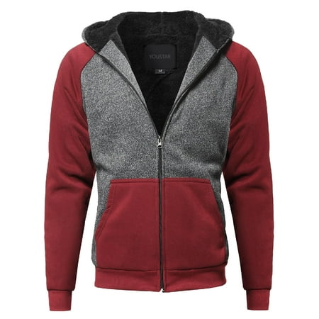 FashionOutfit Men's Classic Sherpa Lining Raglan Sleeve Color Blocked Hoodie