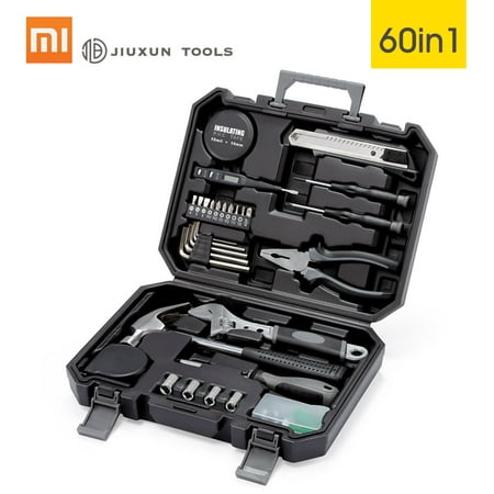 

JIUXUN 60 in 1 Toolkit DIY Household Home Toolswith Screwdriver Wrench Hammer Band Tape Plier ToolBox