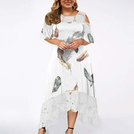 Kakina CMSX Clearance Womens Shirts for Summer Women s Fashion Plus Size Round-Neck Printed Lace Patchwork Long Dress Short Sleeve Dress
Kakina CMSX Clearance Womens Shirts for Summer Women s Fashion Plus Size Round-Neck Printed Lace Patchwork Long Dress Short Sleeve Dress