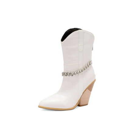 Ritualay Ladies Fashion Winter Shoes Comfort Pointed Toe Western Cowgirl Boot Work Party Chunky Heeled Block Heels Bootie White 8.5
Ritualay Ladies Fashion Winter Shoes Comfort Pointed Toe Western Cowgirl Boot Work Party Chunky Heeled Block Heels Bootie White 8.5