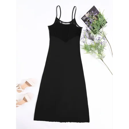 Women‘s Sleepdress Lace Contrast Longline Nightdress
