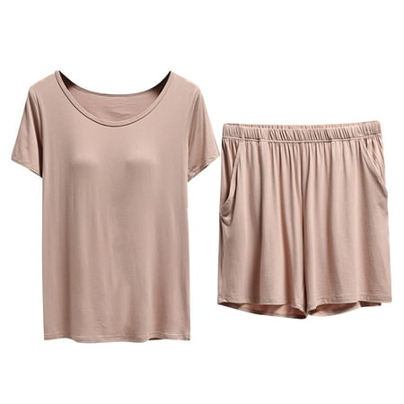 Simu Silk Pajamas for Women Women With Chest Pad Bra Underwear Short Sleeved T Shirt Top 5 Pants Summer Thin Of Home Wear Set
Simu Silk Pajamas for Women Women With Chest Pad Bra Underwear Short Sleeved T Shirt Top 5 Pants Summer Thin Of Home Wear Set