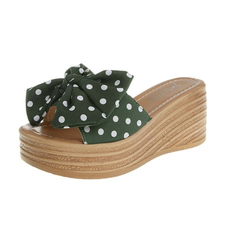Women s Platform Wedge Sandals Bowknot Polka Dot Print Boho Slides Summer Casual Open Toe Slip On Fashion Dress Slippers
Women s Platform Wedge Sandals Bowknot Polka Dot Print Boho Slides Summer Casual Open Toe Slip On Fashion Dress Slippers