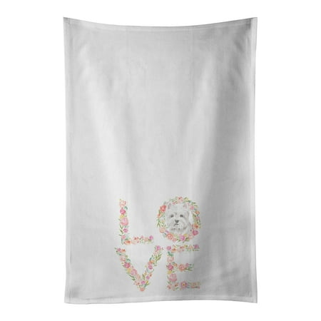 Westie #6 LOVE White Kitchen Towel Set of 2 19 in x 28 in