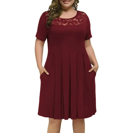 cllios Plus Size Women Summer Round-Neck Solid Casual Lace Short Sleeve Dress for Women 2022
cllios Plus Size Women Summer Round-Neck Solid Casual Lace Short Sleeve Dress for Women 2022