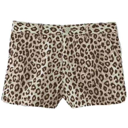 Toughskins Infant & Toddler Girls Brown & Tan Leopard Print Poplin Shorts 24m