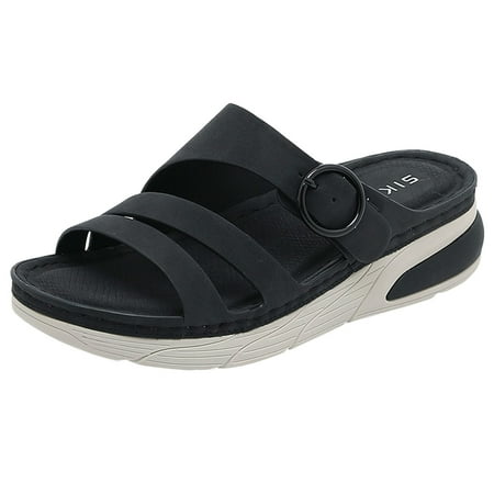Quealent Adult Women Sandal Furry Sandals Women Cork Fashion Spring and Summer Women Sandals Flat Bottom Thick Bottom Closed Toe Sandals for Women Black 7
Quealent Adult Women Sandal Furry Sandals Women Cork Fashion Spring and Summer Women Sandals Flat Bottom Thick Bottom Closed Toe Sandals for Women Black 7