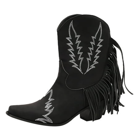 Pumps for Women Vintage Women Fringed Western Cowboy Boots Fashion Solid Color Slip On Boots Outdoor Chunky Heel Booties Shoes PU heeled sandals Black
Pumps for Women Vintage Women Fringed Western Cowboy Boots Fashion Solid Color Slip On Boots Outdoor Chunky Heel Booties Shoes PU heeled sandals Black