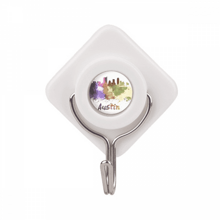Austin America City Watercolor Adhesive Wall Hooks Hanging Self Sticky