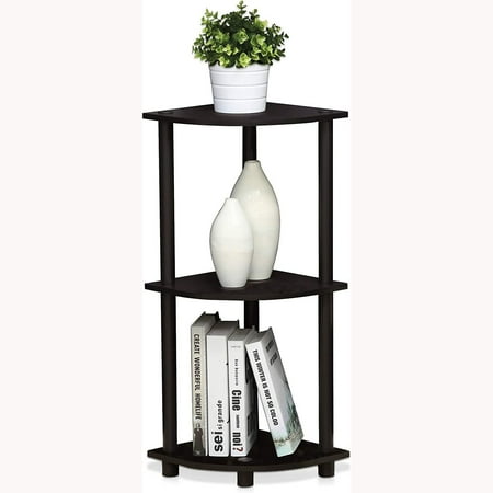 3-Tier Corner Display Rack Multipurpose Shelving Unit Dark Walnut