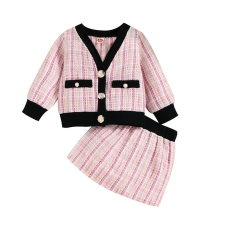 Viworld 2PCS Toddler Baby Girl Long Sleeve Single Breasted Cardigan Jacket Coat + Elastic Waist Plaid A-line Skirt Sets
Viworld 2PCS Toddler Baby Girl Long Sleeve Single Breasted Cardigan Jacket Coat + Elastic Waist Plaid A-line Skirt Sets