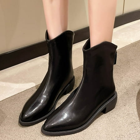 Cathalem Fashion Autumn Winter Women Boots Low Heel Pointed Toe Back Zipper Comfortable Casual Style Womens Boots No Heel Black 8
Cathalem Fashion Autumn Winter Women Boots Low Heel Pointed Toe Back Zipper Comfortable Casual Style Womens Boots No Heel Black 8