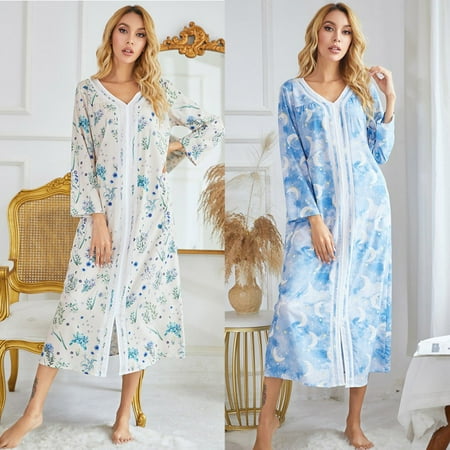 Women Long Sleeve Pajamas Floral Long Sleeve Nightdress Casual Night Sleepwear Dress Long Nightgown Homewear
Women Long Sleeve Pajamas Floral Long Sleeve Nightdress Casual Night Sleepwear Dress Long Nightgown Homewear