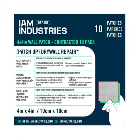 IAM Industries Drywall Repair 10 Pieces 4 Inch Self Adhesive Aluminum Mesh Dry Wall Hole Repair (10 Patches)
IAM Industries Drywall Repair 10 Pieces 4 Inch Self Adhesive Aluminum Mesh Dry Wall Hole Repair (10 Patches)