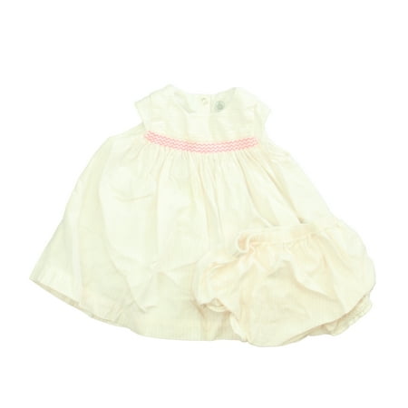 Pre-owned Petit Bateau Girls Pink | White Dress size: 3 Month