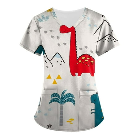 Alrise Gray Summer Plus Size Scrubs Top for Women Fashion Print Short Sleeve T-Shirt V-Neck Pockets Workwear Blouse X-Large
Alrise Gray Summer Plus Size Scrubs Top for Women Fashion Print Short Sleeve T-Shirt V-Neck Pockets Workwear Blouse X-Large