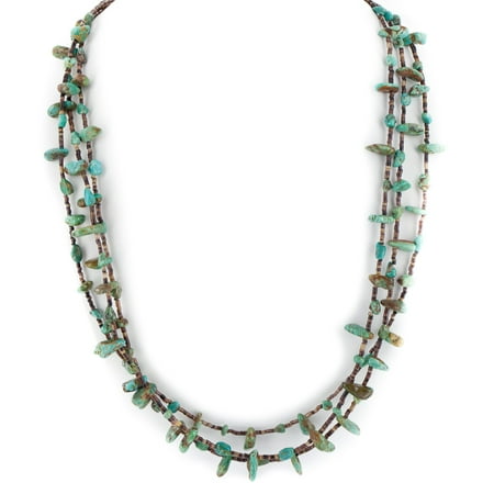 3 Strand Certified Authentic Navajo .925 Sterling Silver Natural Turquoise Native American Necklace