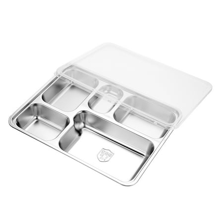 NUOLUX Stainless Steel Food Plate Divided Food Tray With Cover Food Container Home Supplies