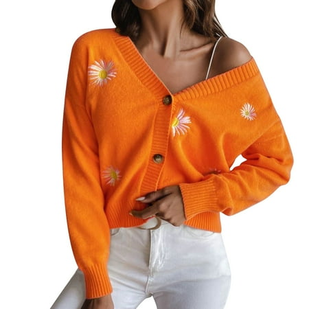 And Winter Small Chrysanthemum Embroidered V Neck Sweater Jacket Knitted Cardigan L
And Winter Small Chrysanthemum Embroidered V Neck Sweater Jacket Knitted Cardigan L