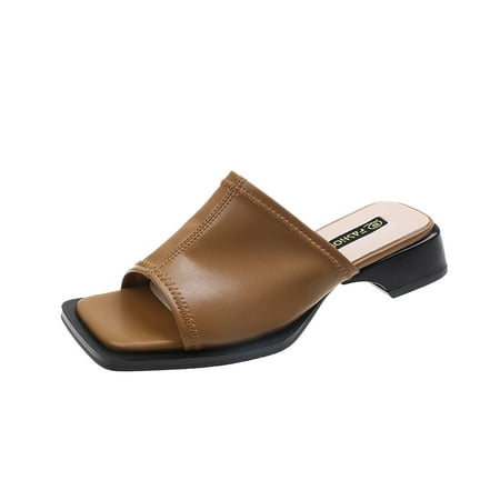Summer Savings Clearance! PEZHADA Womens Sandals Slippers for Women Fashionable Mules One-line Square Heel Slippers Thick Heel Sandals Brown
Summer Savings Clearance! PEZHADA Womens Sandals Slippers for Women Fashionable Mules One-line Square Heel Slippers Thick Heel Sandals Brown