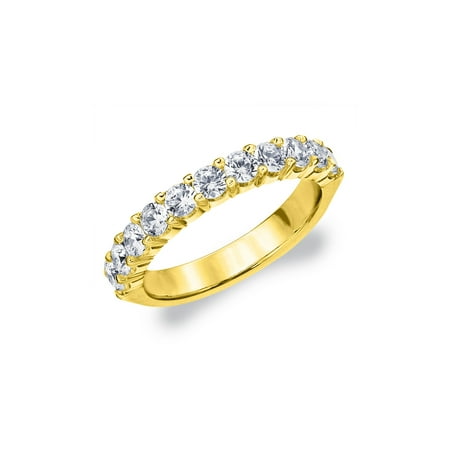 1 CTTW Diamond Wedding Band, Yellow Gold Diamond Anniversary Ring