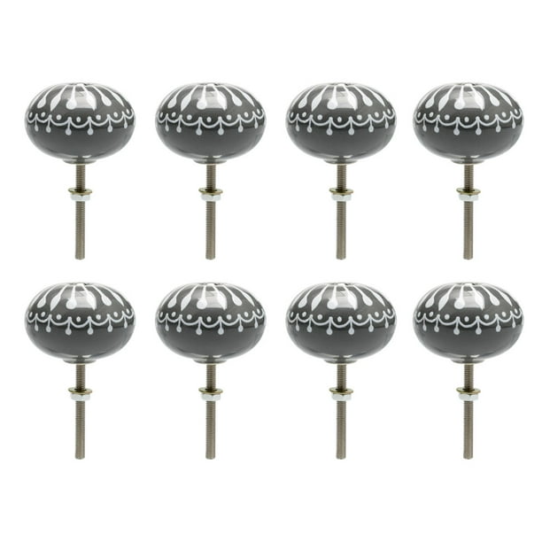 Ceramic Vintage Kitchen Wardrobe Cupboard Drawer Dresser Door Desk Knobs Pull Handle for Home 8pcs Gray