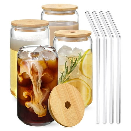 Aosijia 4 Pack Drinking Glasses with Bamboo Lids and Glass Straw 16 oz Clear Juice Water Cup Can Shaped Glass Cups Beer Glasses Iced Coffee Glasses for Cocktail Whiskey Gift 470ml
Aosijia 4 Pack Drinking Glasses with Bamboo Lids and Glass Straw 16 oz Clear Juice Water Cup Can Shaped Glass Cups Beer Glasses Iced Coffee Glasses for Cocktail Whiskey Gift 470ml