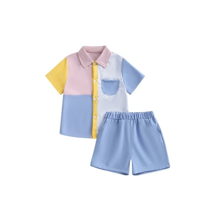 Sunisery Kids Boys Summer Tops Shorts Clothes Sets Contrast Color Short Sleeve Shirts Shorts 2Pcs Outfits Blue Pink 3-4 Years
Sunisery Kids Boys Summer Tops Shorts Clothes Sets Contrast Color Short Sleeve Shirts Shorts 2Pcs Outfits Blue Pink 3-4 Years