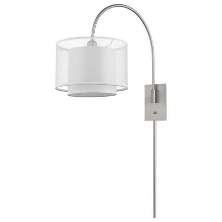 HomeRoots 398654 44 x 12 x 24 in. Brella 1-Light Brushed Nickel Swivel Wall Lamp with Sheer Snow Shantung Two Tier Shade
HomeRoots 398654 44 x 12 x 24 in. Brella 1-Light Brushed Nickel Swivel Wall Lamp with Sheer Snow Shantung Two Tier Shade