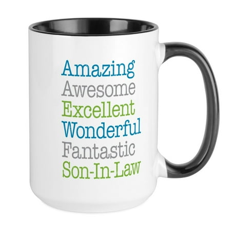 CafePress - Son In Law Amazing Fantastic Large Mug - 15 oz Ceramic Large Mug