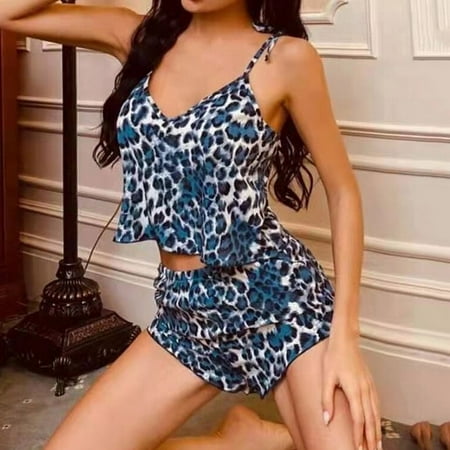 Lingerie For Women Plus Size Ladies Leopard Pattern Print Satin Sling + Shorts 2Pcs Pajama Suit
Lingerie For Women Plus Size Ladies Leopard Pattern Print Satin Sling + Shorts 2Pcs Pajama Suit