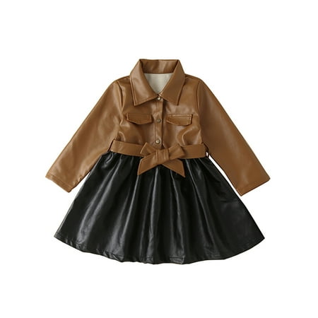 Gupgi Kids Girl Long Sleeve Dress Turn-Down Collar Button Closure PU Leather Jacket
Gupgi Kids Girl Long Sleeve Dress Turn-Down Collar Button Closure PU Leather Jacket