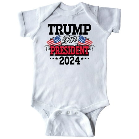 Inktastic Trump For President 2024 with Flags Gift Baby Boy or Baby Girl Bodysuit