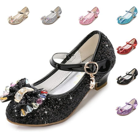YAZI Girls Dress Shoes Wedding Party Heel Mary Jane Princess Flower Shoes (Toddler/Little Kid/Big Kid)