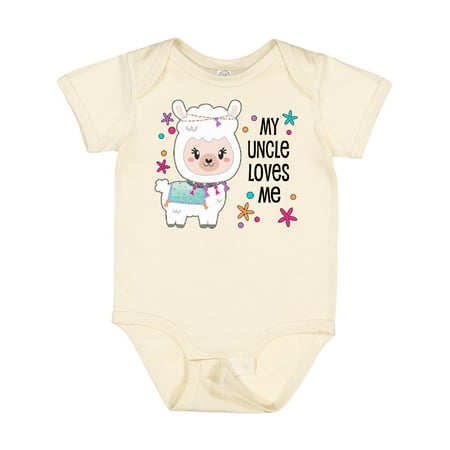 Inktastic My Uncle Loves Me- Cute and Happy Llama Gift Baby Boy or Baby Girl Bodysuit