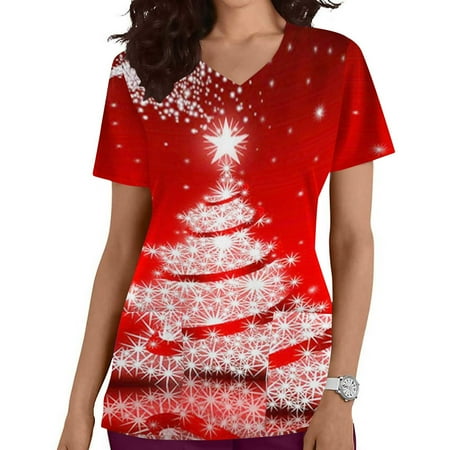 Shldybc Women s Christmas Scrubs Tops Costume V-Neck Short Sleeve Nursing Uniform Xmas Tree Printed Workwear Holiday Casual Graphic Tees Blouse Scrubs Tops with Pockets-Red - Fall/Winter Clearance
Shldybc Women s Christmas Scrubs Tops Costume V-Neck Short Sleeve Nursing Uniform Xmas Tree Printed Workwear Holiday Casual Graphic Tees Blouse Scrubs Tops with Pockets-Red - Fall/Winter Clearance