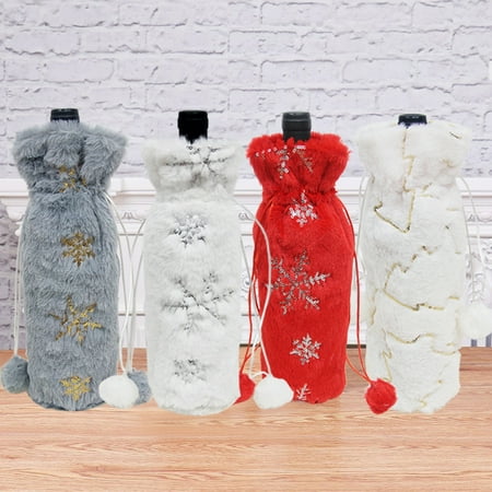 GXSR Christmas Wine Bottle Cover Wine Bottle Holder with Snowflake Pattern and Soft Fur Wine Bottle Pouch Bags for Christmas Party Decorations
GXSR Christmas Wine Bottle Cover Wine Bottle Holder with Snowflake Pattern and Soft Fur Wine Bottle Pouch Bags for Christmas Party Decorations