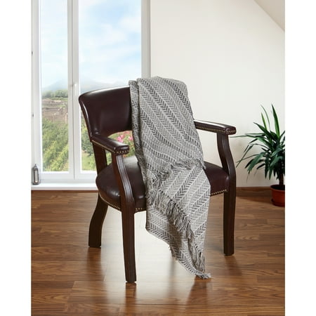 LR Home Grey Check Nat with Tassel Throw ( 50" x 60" )