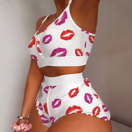 Womens Suit Sets Women Printing Pajamas Sleeveless Cami Shorts Lingerie Sleepwear Set Stylish Clothing
Womens Suit Sets Women Printing Pajamas Sleeveless Cami Shorts Lingerie Sleepwear Set Stylish Clothing