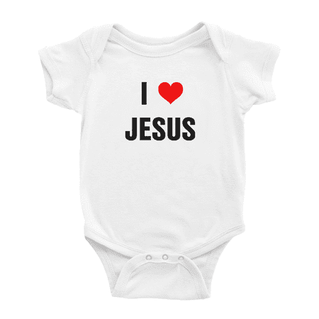I Love Jesus Heart Funny Infant Boys Girl Baby Bodysuit