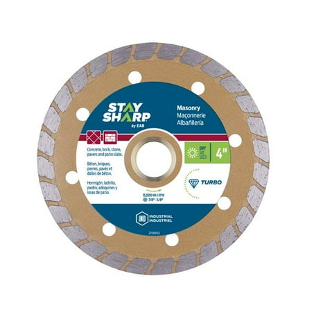 Stay Sharp 2119002 4 in. Turbo Rim Concrete Gold Industrial Diamond Blade - Recyclable
Stay Sharp 2119002 4 in. Turbo Rim Concrete Gold Industrial Diamond Blade - Recyclable