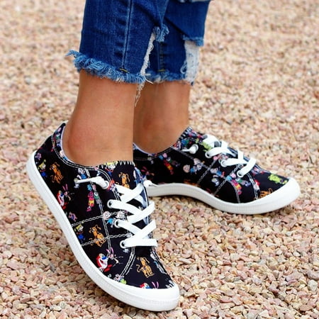 Women‘s Low Top Cartoon Print Canvas Shoes Lightweight Round Toe Lace-up Walking Shoes Casual Sports Shoes
Women‘s Low Top Cartoon Print Canvas Shoes Lightweight Round Toe Lace-up Walking Shoes Casual Sports Shoes