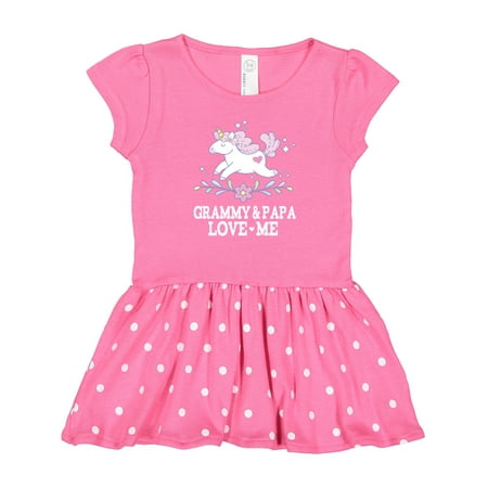Inktastic Grammy and Papa Love Me Unicorn Gift Baby Girl Dress