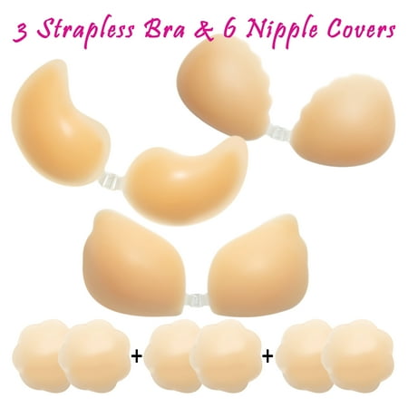 3+6 Silicone Bra Women s Strapless Push Up Invisible Sticky Bra Silicone Reusable Self Adhesive Backless Bra with Flower Nipple Covers
3+6 Silicone Bra Women s Strapless Push Up Invisible Sticky Bra Silicone Reusable Self Adhesive Backless Bra with Flower Nipple Covers