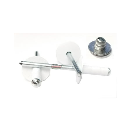 White 3/16 Pop Rivet Large Head Aluminum Steel Mandrel Multi Grip Rivets 50 pack