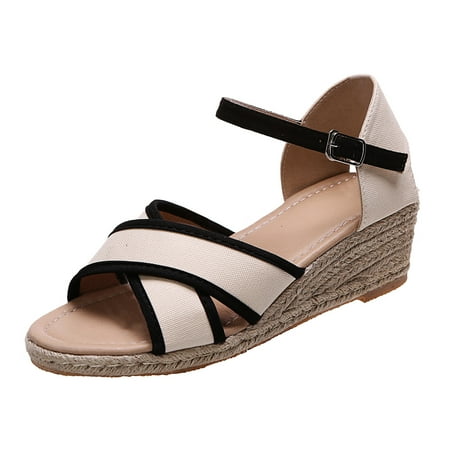 GNEIKDEING Women Summer Buckle Strap Canvas Weave Comfortable Wedges Shoes Beach Peep Toe Breathable Sandals Gift on Clearance
GNEIKDEING Women Summer Buckle Strap Canvas Weave Comfortable Wedges Shoes Beach Peep Toe Breathable Sandals Gift on Clearance